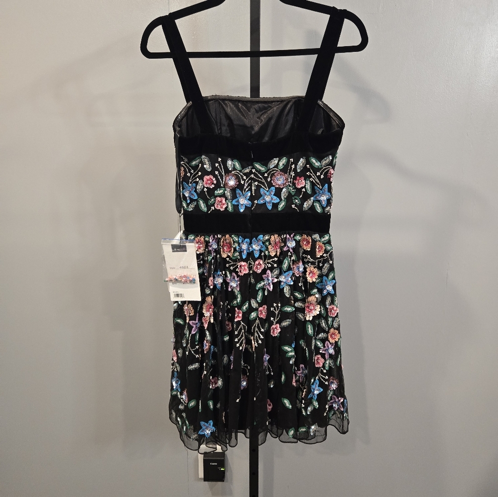 NWT Mac Duggal Sequin‎ Floral Fit & Flare Mini Dress size 2 4984 BLACK MULTI - Picture 9 of 11